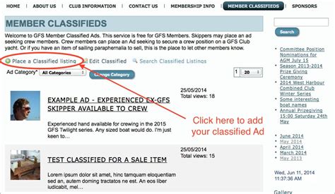 Member Classifieds .